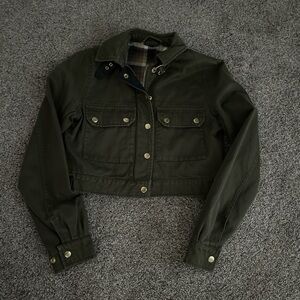 Olive Green Cropped Jacket